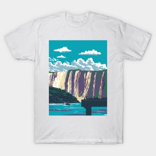 Iguazu Falls in Iguazu National Park Between Argentina and Brazil WPA Art Deco Poster T-Shirt